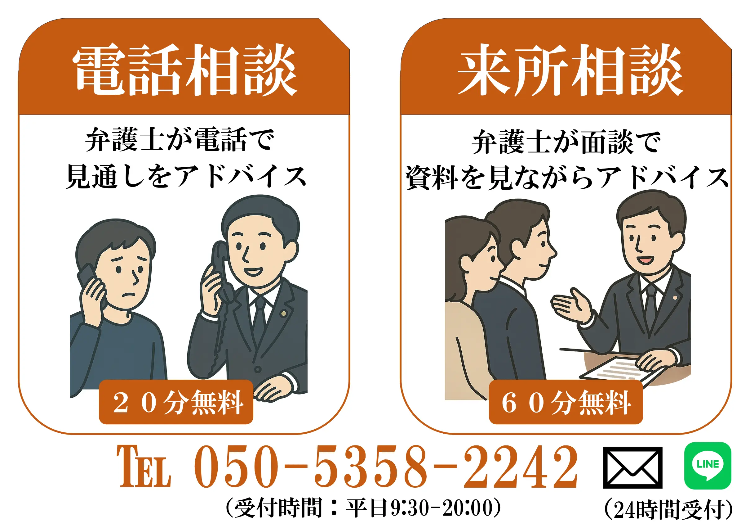 弁護士に電話相談又は面談相談